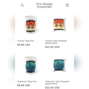 Mugs, Pillows (Shopify)